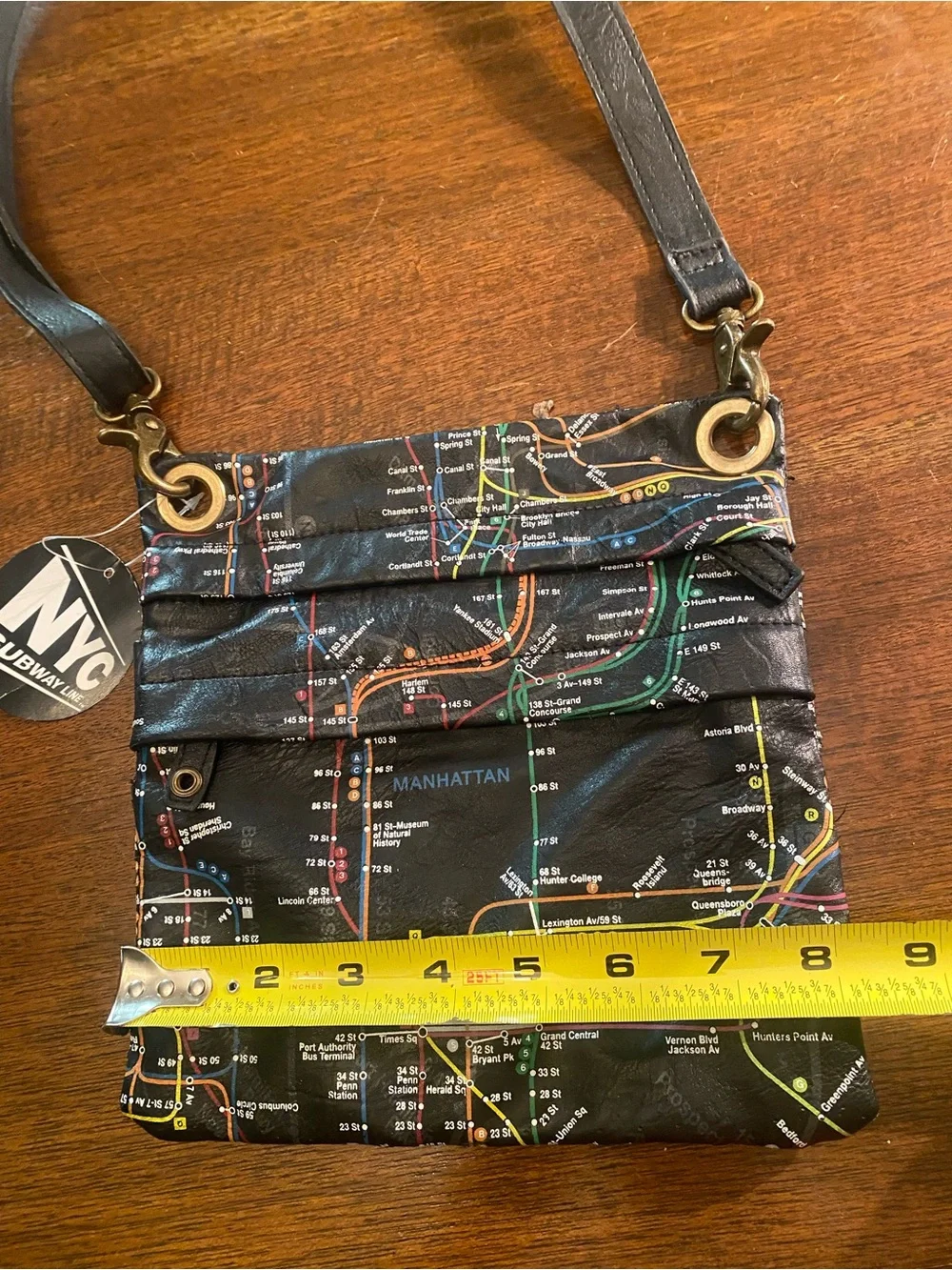 New York City NYC Subway Line Manhattan Map Crossbody shoulder women Black Bag